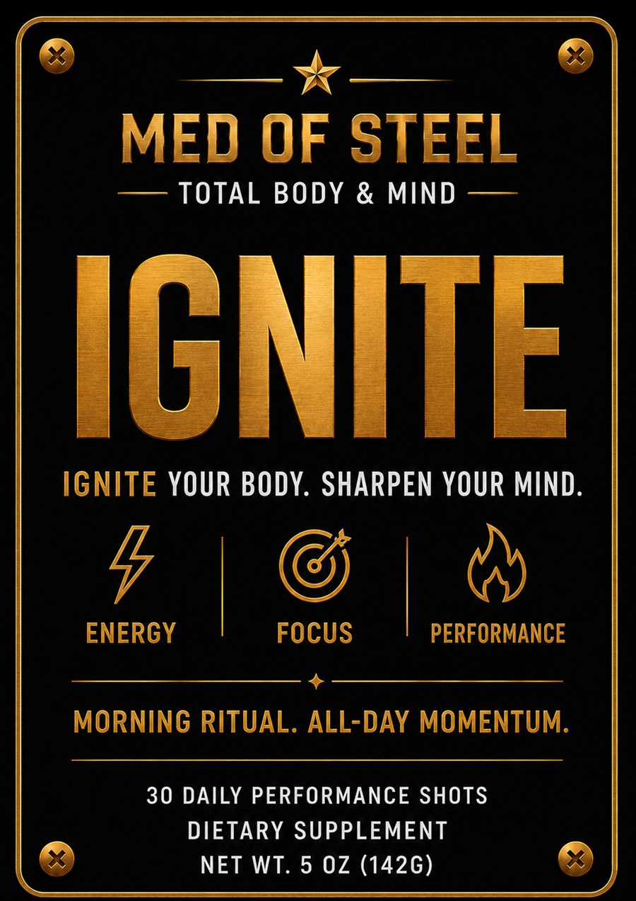 MED OF STEEL IGNITE morning ritual product label