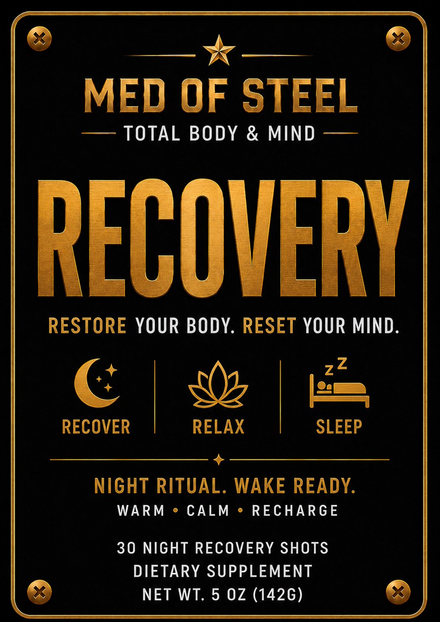 MED OF STEEL RECOVERY night ritual product label